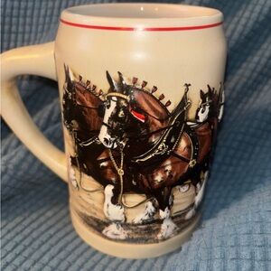 Champion Cream Holiday Horse Team Ceramic Mug with Red Trim